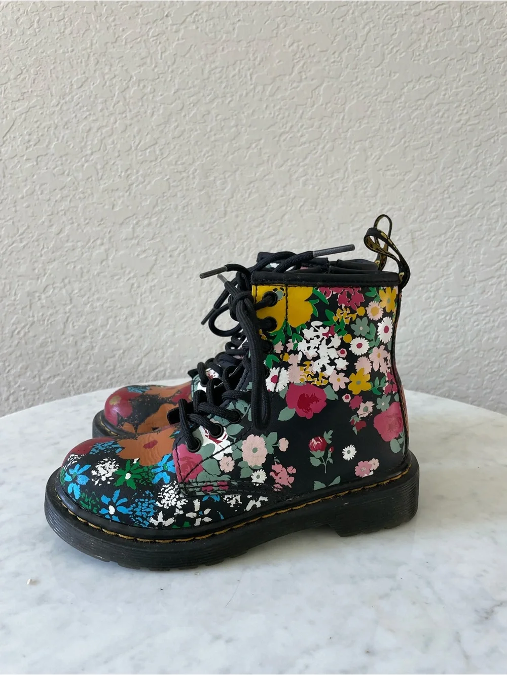 Dr Martens YOUTH 1460 FLORAL MASH UP LEATHER LACE UP BOOTS Size 12